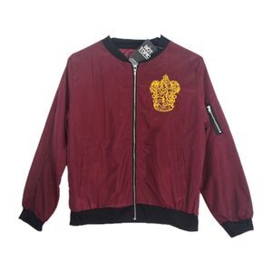 Not Topic Gryffindor full-zip windbreaker jacket, women M, maroon, embroidered